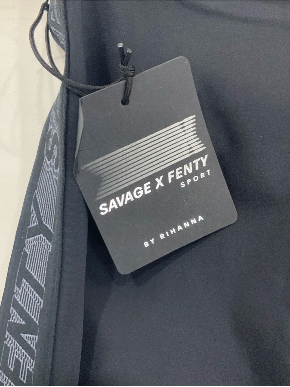 Savage X Fenty Women's Black Leggings with Branded stripe 8-10 with tags